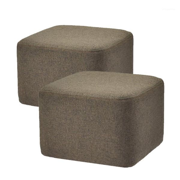 

set of 2 pieces square wooden bar stool cushion cover slipcover, cotton linen, super breathable footstool cover, for home decor1