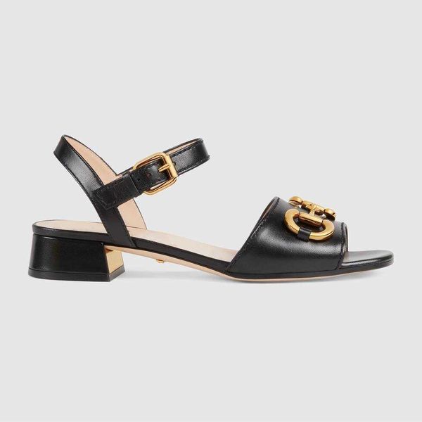 

popular brand design woman summer chunky heel sandals femal metal button ankle strap sandals beautiful ladies party wedding, Black