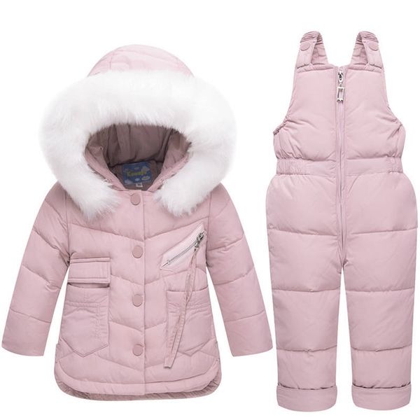 

winter children's clothing set baby girl winter jumpsuit down jacket for girls boys coat clothes thicken ski snow suit 201102, Blue;gray