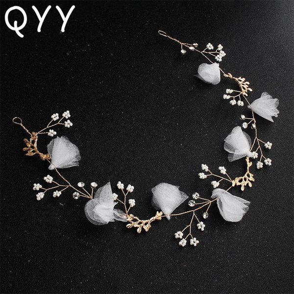 

qyy handmade crystal pearls vine wedding headbands hair jewelry bridal hair accessories bridesmaid tiaras for women bbydln lipper, Black;brown