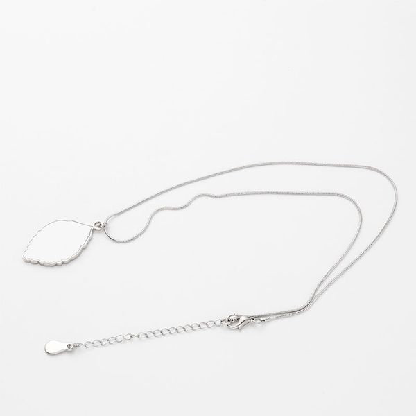 

sublimation blank alloy pendants leaf shaped chain women lady charm fashion necklace accessories party art gift originality 4 9mo n2, Black