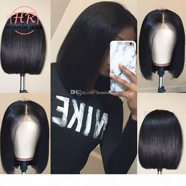 

honrin волос 360 парик шнурка боб pre щипковых hairline бразильские виргинские человеческих волос отбеленные узлы 150% плотность полный пари, Black