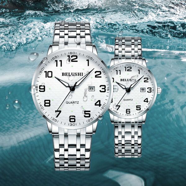 

new waterproof men's man's old watch quartz watch big digital mother middle aged and old people's luminous big dial couple&#0, Slivery;brown