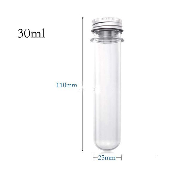 

25pcs 30ml excellent plastic transparent test tubes with aluminum cap bottles school supplies lab equipments 25x110mm q bbydnl