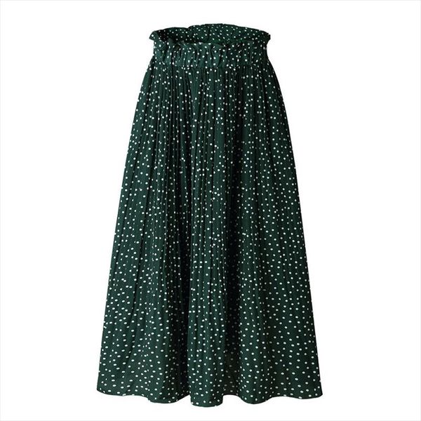

2020 summer casual chiffon print pockets high waist pleated maxi skirt womens long skirts for women, Black