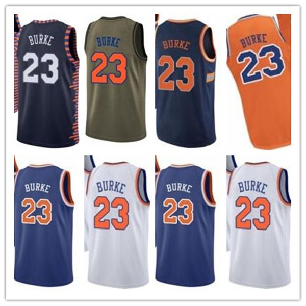 

custom 2021 knick style jerseys black white green army green 23 trey burke basketball jersey ing, Black;red