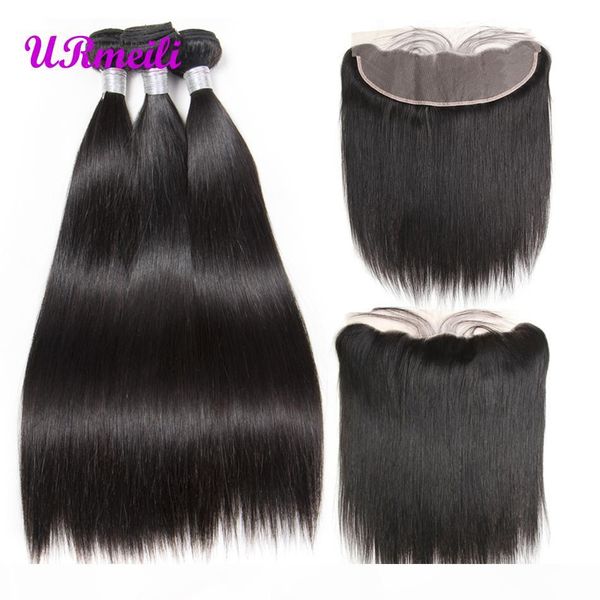 

indian human hair bundles with lace frontal raw virgin indian straight hair 3 4 bundles with frontal straight wholesale virgin hair dhgate, Black;brown