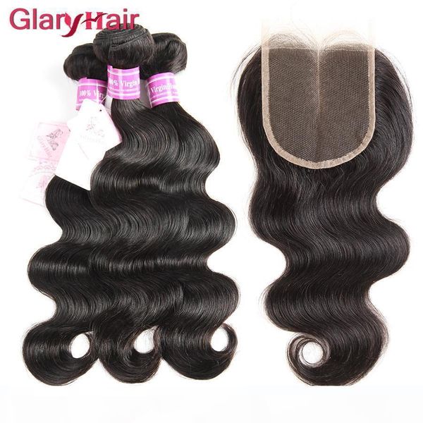 

selling glary hair products brazilian hair extensions remy human hair wefts with closure lace closure 4x4 wholesale just for you, Black;brown