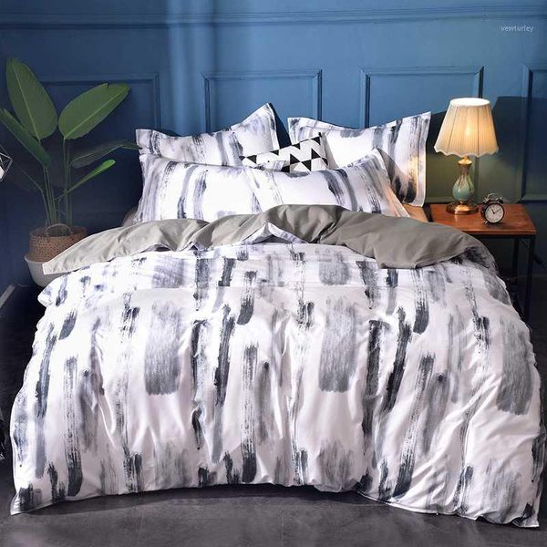 

splash ink bedding set simple duvet cover pillowcases black white color bedlinen single  king size bedclothes dropshipping1