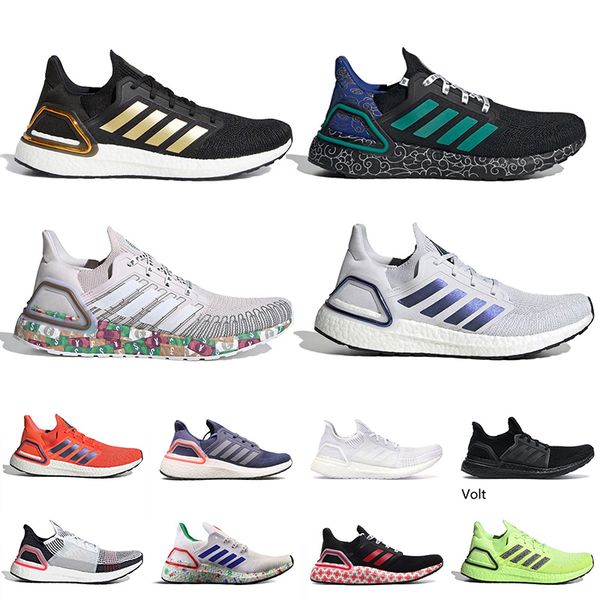 

2021 new ultraboost 20 mens running shoes iss us 5.0 triple black gold peking dash grey currency refract womens trainers sneakers 36-47
