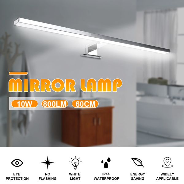 

10w 800lm longer led mirror wall lamp white wall light 60cm waterproof aluminum lighting bathroom restroom mirror makeup light 1020