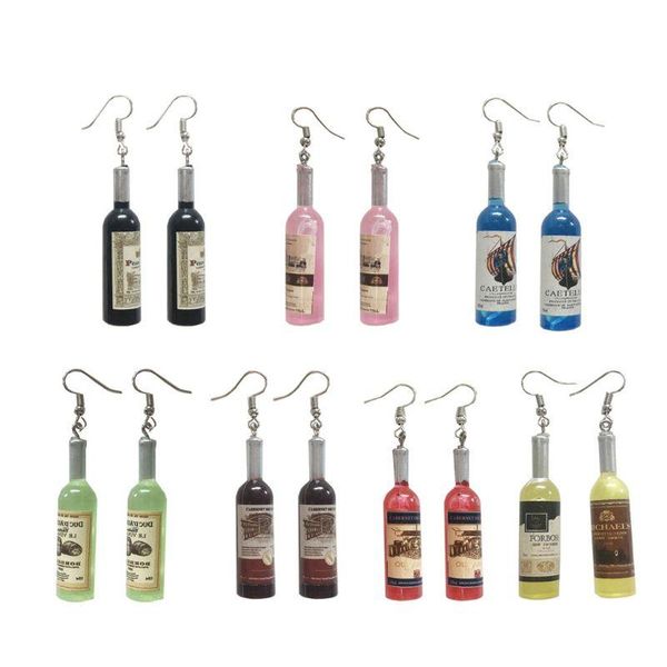 

dangle & chandelier mini cute beer wine glass bottle resin bottlr drop earrings fashion jewelry women, Silver