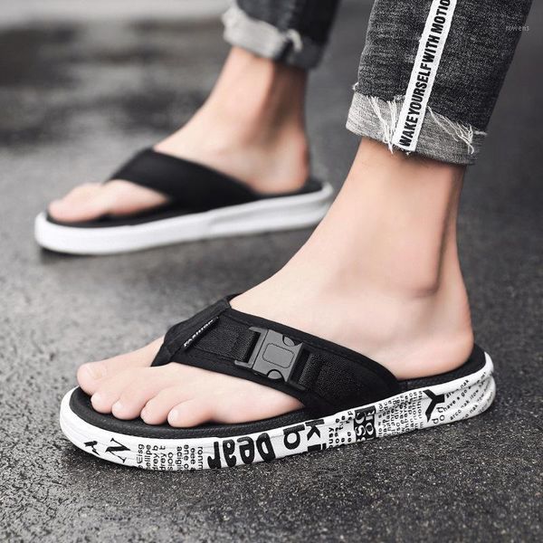 

summer flip-flops men anti-slip flip-flop lightweight outdoor casual beach sandals fashion korean-style trend outer wear1, Black
