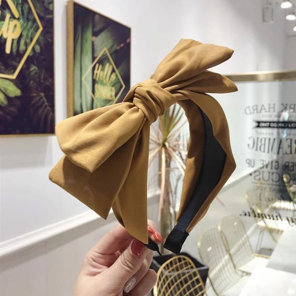

solid color big bowknot toothed headband stretch turban women non-slip head hoop bow knotted hairband female hair accessories q bbyftp