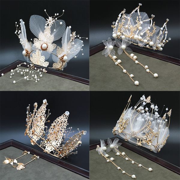 

bridal round crown baroque new black gold wedding headdress for adults and children, Silver