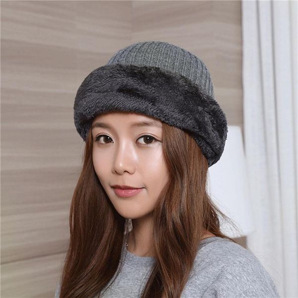

новые женщины beanie зимы шерстяная hat plus velvet утолщение шарф теплый ветрозащитный earmuff hat cap мужчины вязания