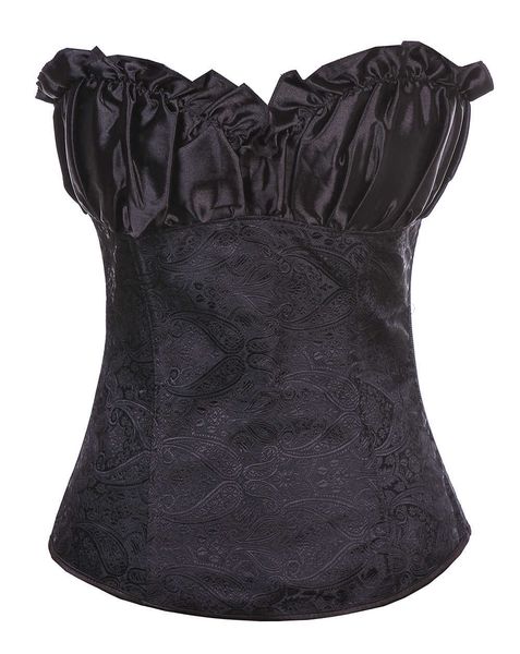 

waist shaped body shaping garment zipper chest support gathered court corset, White;black