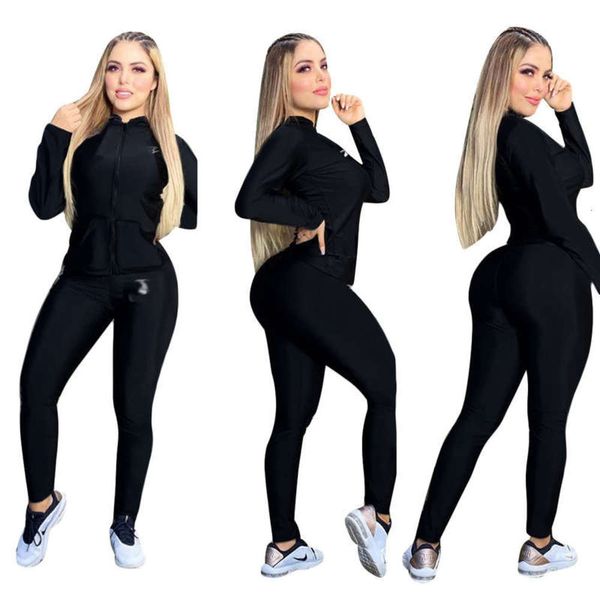 

thickened j2314 suit women's fashion sports embroidery 2-piece set 2 colors, Gray