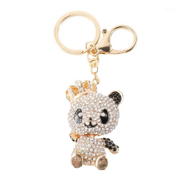

keychains panda pendant keychain rhinestone crystal (white)1, Silver