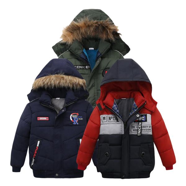

2020 new fashion patchwork jacket&outwear thicken warm hooded jackets for boy children winter clothing boys coat, Blue;gray
