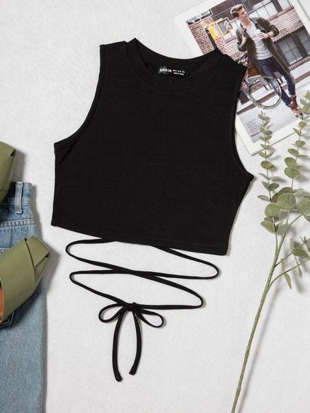 

lace up waist tank s1dx#, White