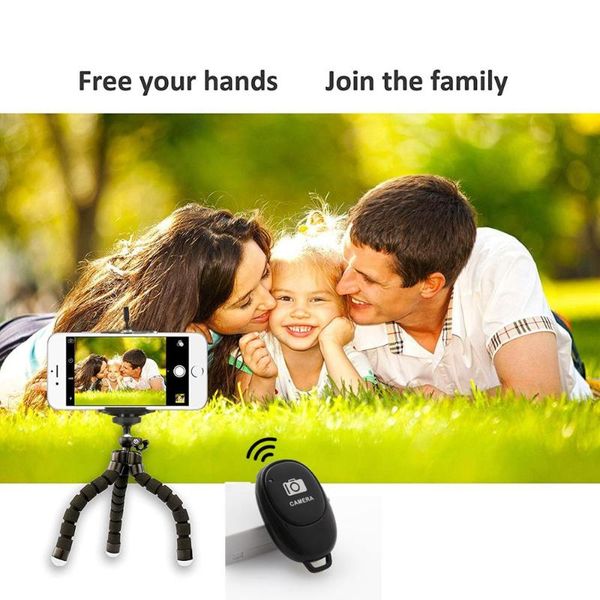 

outdoor tripod bracket portable flexible smartphone clip holder camera tripods foldable table stand with bluetooth remote black
