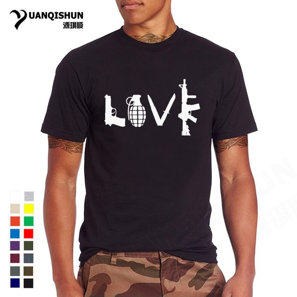 

sport love with guns men t shirt hand gun dagger ar15 ak47 novelty combination pattern t-shirt 16 colors 100% cotton tees street