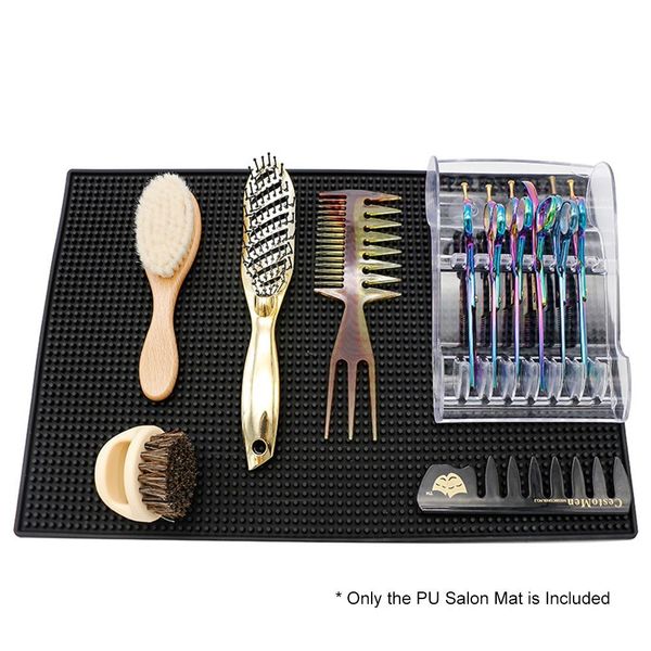 

black flexible pu nonslip salon mat heat resistant mat for clippers salon styling station work station salon tools w9066