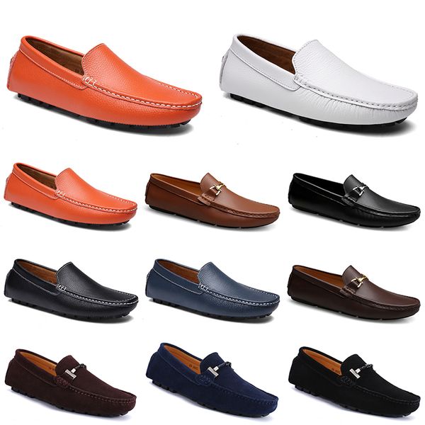 

fashions leather doudou men casual drivings shoes breathable soft sole light tan blacks navy white blue silver yellow grey footwear all-matc, Black