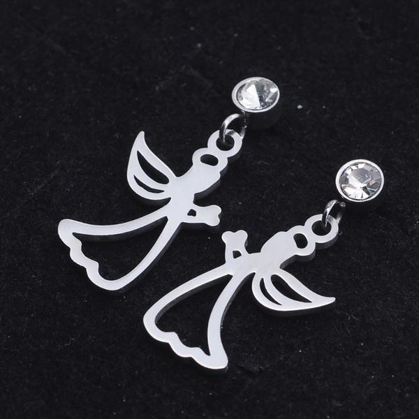 

stud 100% stainless steel angel charm earring for women wedding party earrings jewelry, Golden;silver