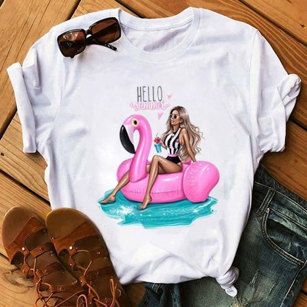 

summer kawaii flamingo graphic tees vogue t shirt women clothes tumblr ulzzang white shirts harajuku t-shirts casual