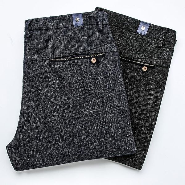 

autumn new men business casual straight jeans classic brushed gray black male slim cotton denim pants trousers plus size 51, Blue