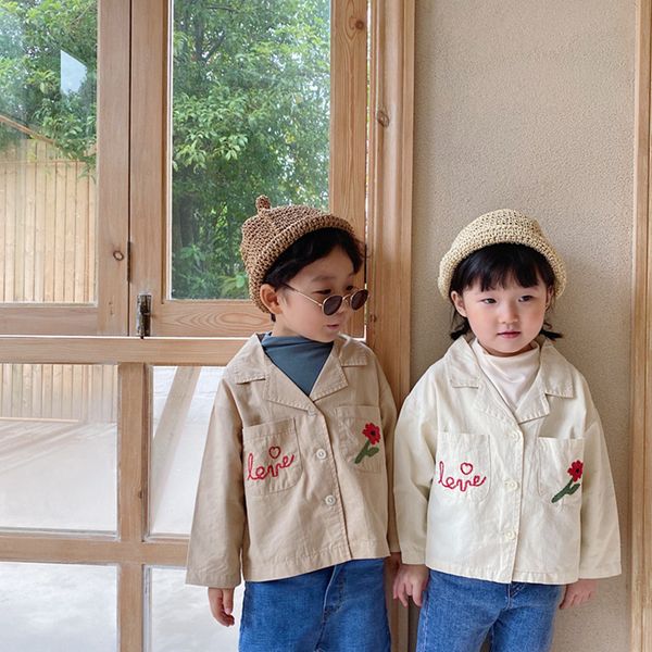 

milancel 2020 autumn new kids coat embrodiery girls outerwear brother and sister cloths korean style boys jacket lj201125, Blue;gray