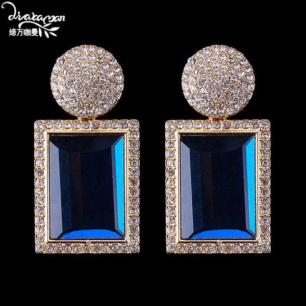 

dangle & chandelier dvacaman long rectangle crystal earrings women handmade rhinestone drop wedding party statement jewelry ak41, Silver