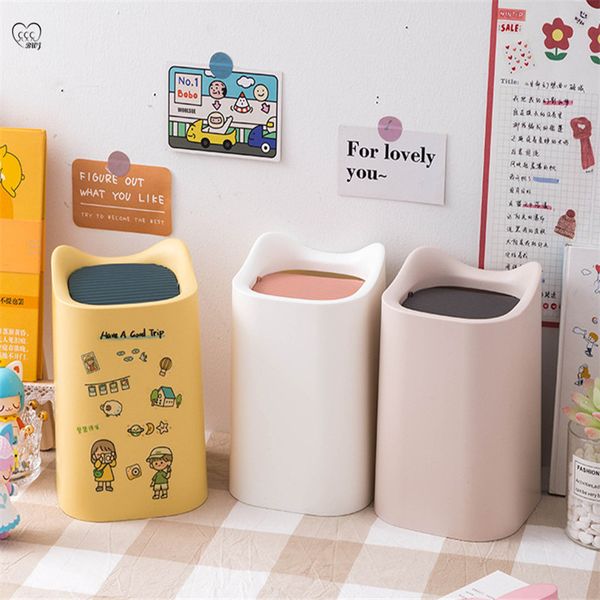 

creative desktrash can kitchen bathroom accessories covered organizer living room bedroom sundry storage home cleaningbucket c0930