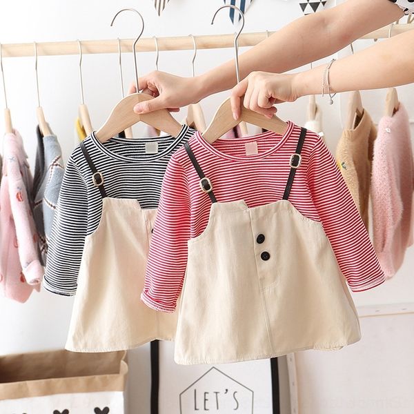 

jvjf9 girls 2020 autumn children's new two-piece style dress fake dress children's autumn western fashion eftlf, Black;gray