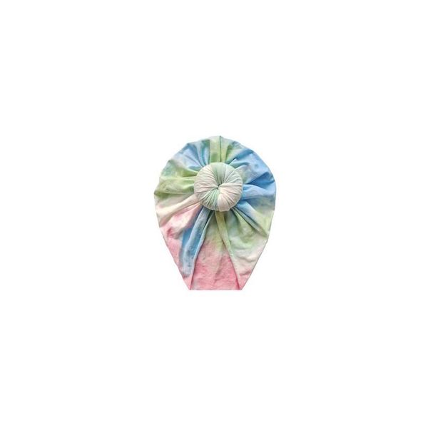 

multicolor tie-dye fashion donut baby hat cotton elastic beanie cap newborn baby headbands turban infant hats hair acc qylfsu, Yellow