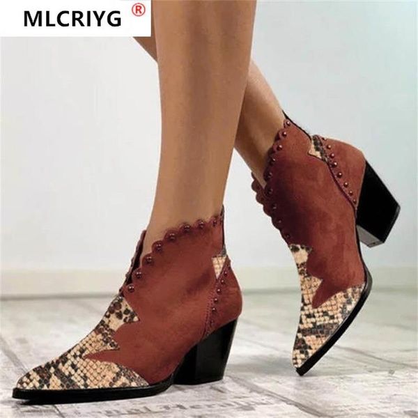 

2020 зимних женщины ботильонов моды женщин сапог ретро zipper низкий каблук женщина теплый короткий плюш leopard botas mujer, Black