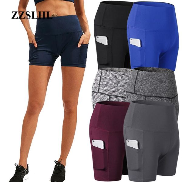 

yoga outfits women gym shorts jogging running high waist lifting push up tight sports pocket fitness short pant, White;red