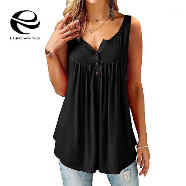 

plus size 5xl v-neck button t-shirt women 2020 summer sleeveless t-shirt female casual solid vintage cotton1, White