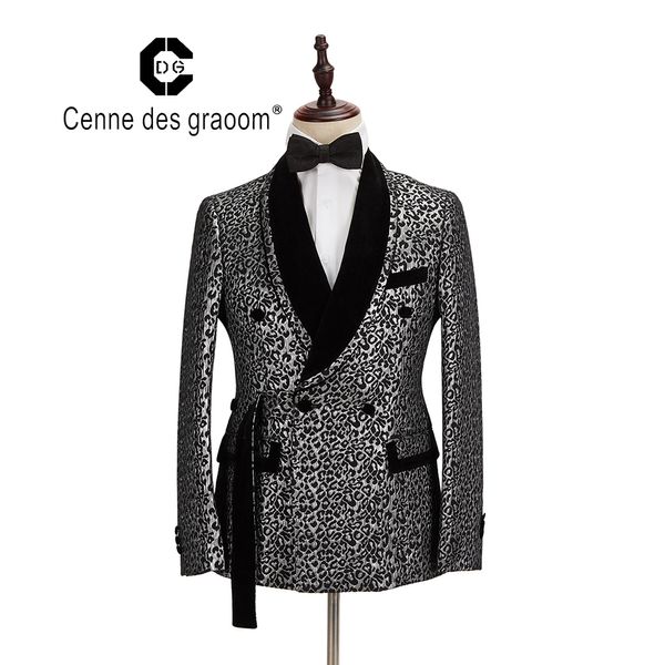 CENNE DES GROOOM Новые Мужские Костюм Костюм Blazer 2 Шт. Элегантный дизайн Бархат Отворота Свадьба Groom Tuxedo DG-Black2 201106