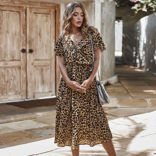 

pyuot design fashion women's 2020 print leopard summer skirt design dress women's fashion dress leopard print 2020 summer skirt wm, Black;gray