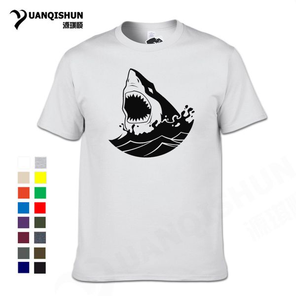 

sport shark fish tshirt summer men's short sleeve pure cotton fishings t shirts brand t-shirt 28 colors tees