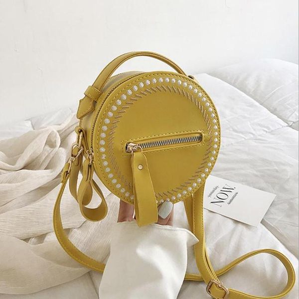

fashion leather round designer crossbody bag for women 2020 pu leather shoulder bags ladies small handbags mini tote bag