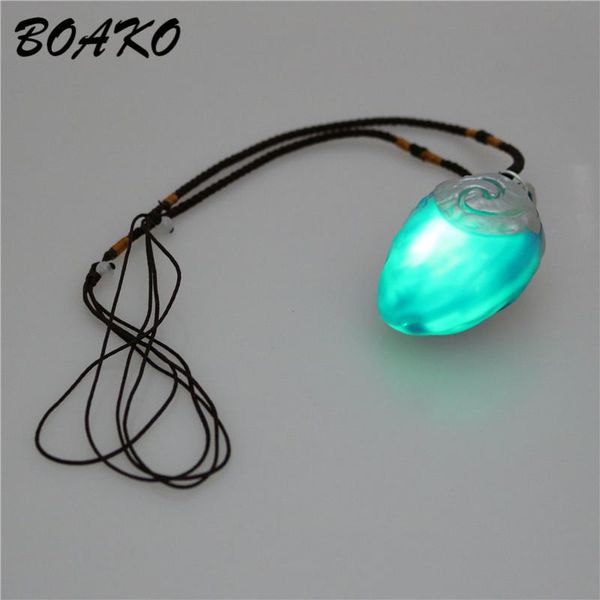 

pendant necklaces boako necklace led music sound ocean romance rope chain blue stone te fiti heart pendants collar mujer, Silver