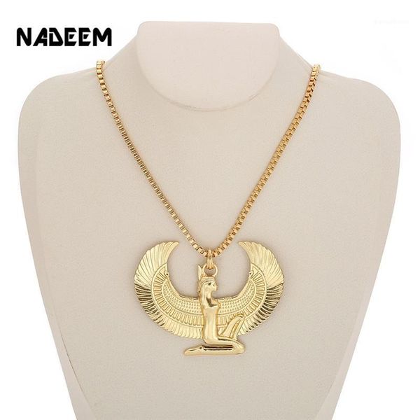 

pendant necklaces fashion gold color punk long chain hiphop eagle women necklace jewelry egyptian trendy cross angel isis necklace1, Silver