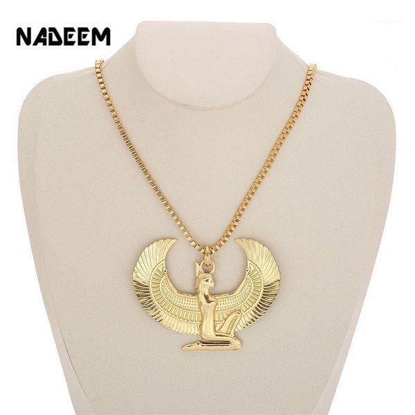 Anhänger Halsketten Mode Gold Farbe Punk Lange Kette Hiphop Eagle Frauen Halskette Schmuck Ägyptisch Trendy Cross Angel Isis Halskette1