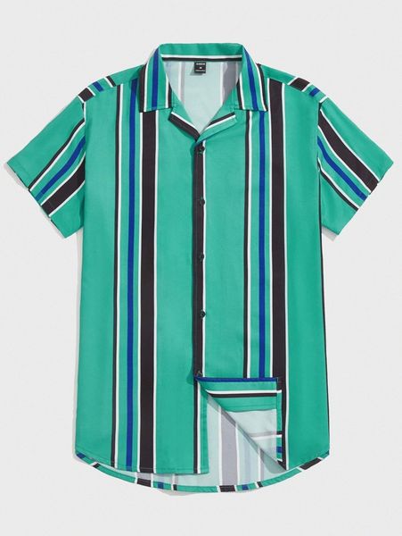 

men drop shoulder striped print shirt z4ed#, White;black