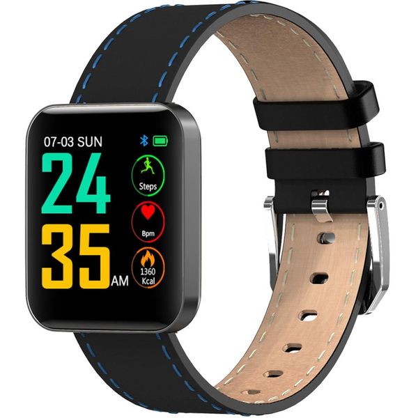 

s88 154 inches tft color screen smart bracelet ip67 waterproof learther watchband support call reminder heart rate monitoring sleep monitor