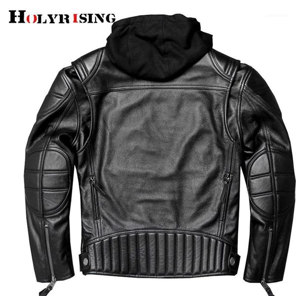 

100% real cow men leather jackets hood vintage retro genuine leather jacket men fashionmotorcycle coat m-5xl 190971, Black